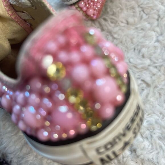 Converse little girl pink Bling low top lace up pink sneakers size 12 - Picture 12 of 12